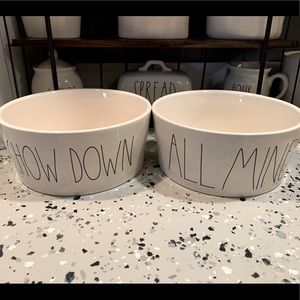 Large Rae Dunn dog bowls set of 2